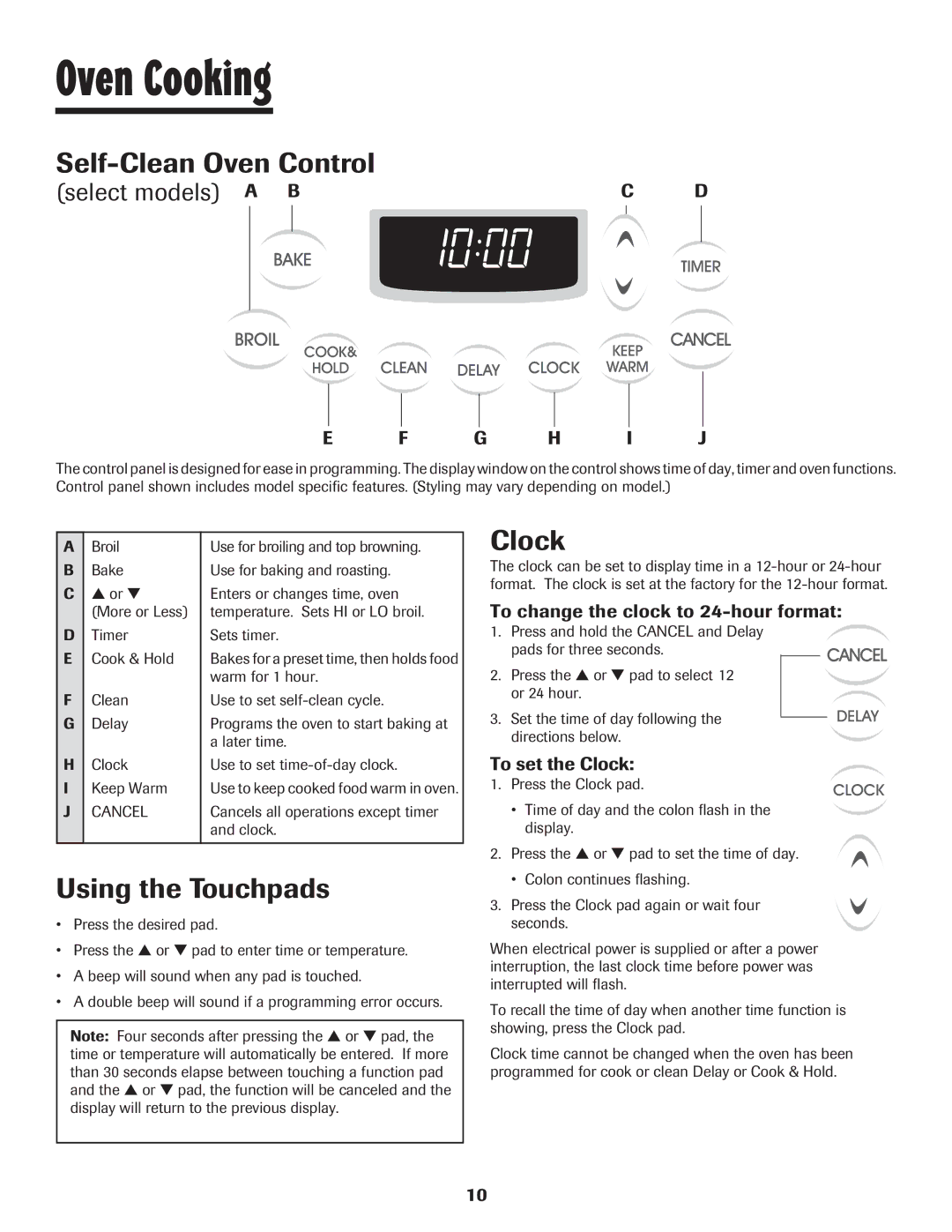 Maytag warranty Self-Clean Oven Control, G H I J, To change the clock to 24-hour format, To set the Clock 