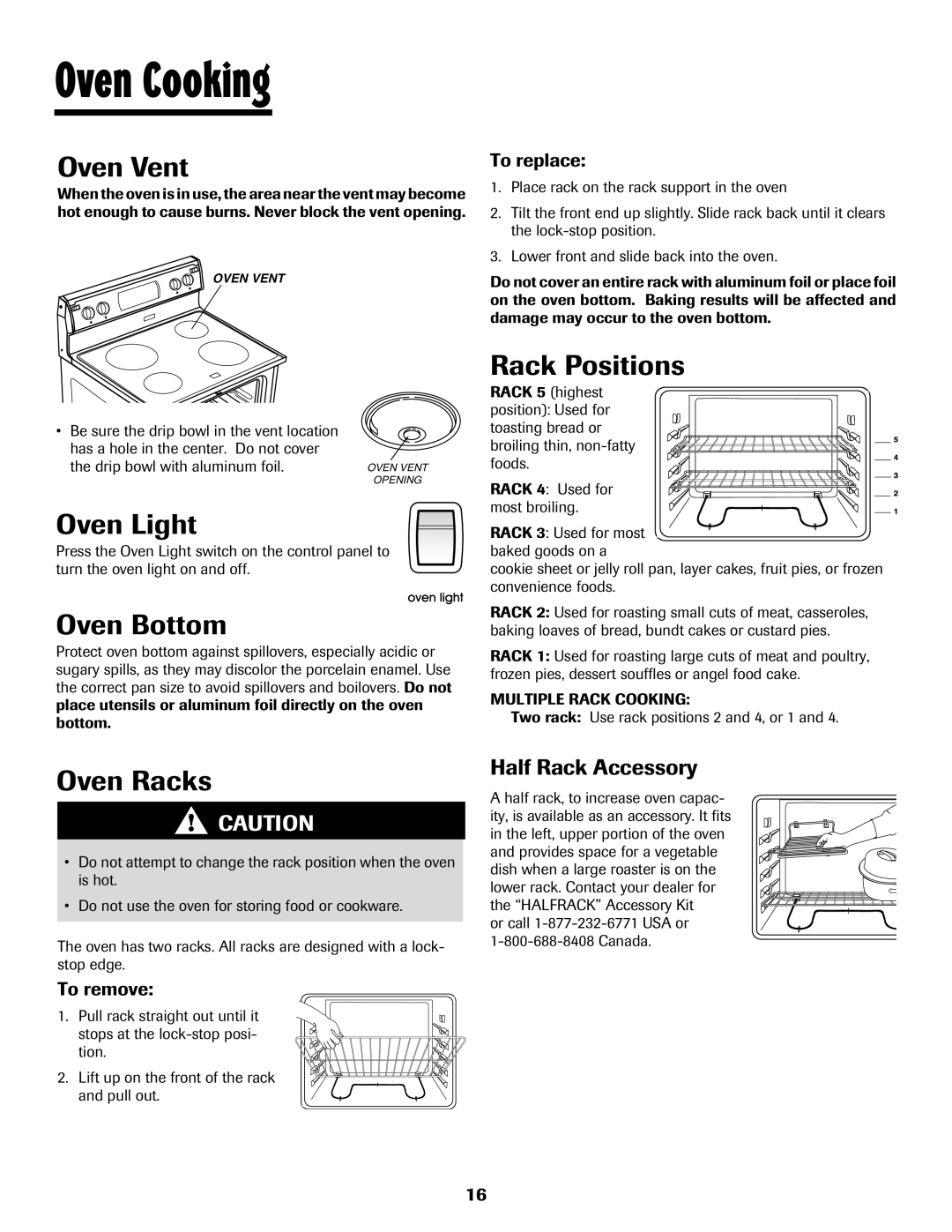 Maytag warranty Oven Vent, Oven Light, Oven Bottom, Rack Positions, Oven Racks 