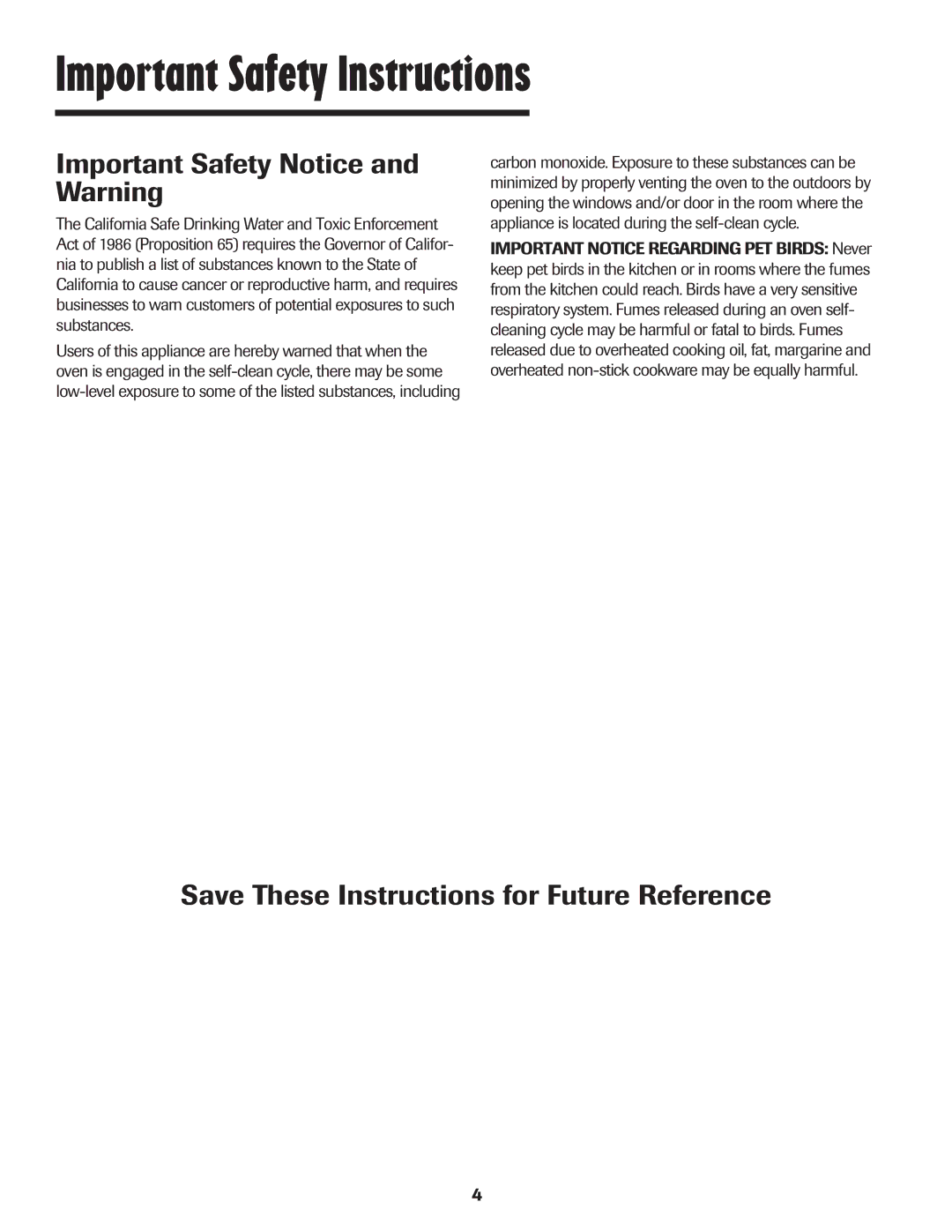 Maytag Oven warranty Important Safety Notice and Warning, Save These Instructions for Future Reference 