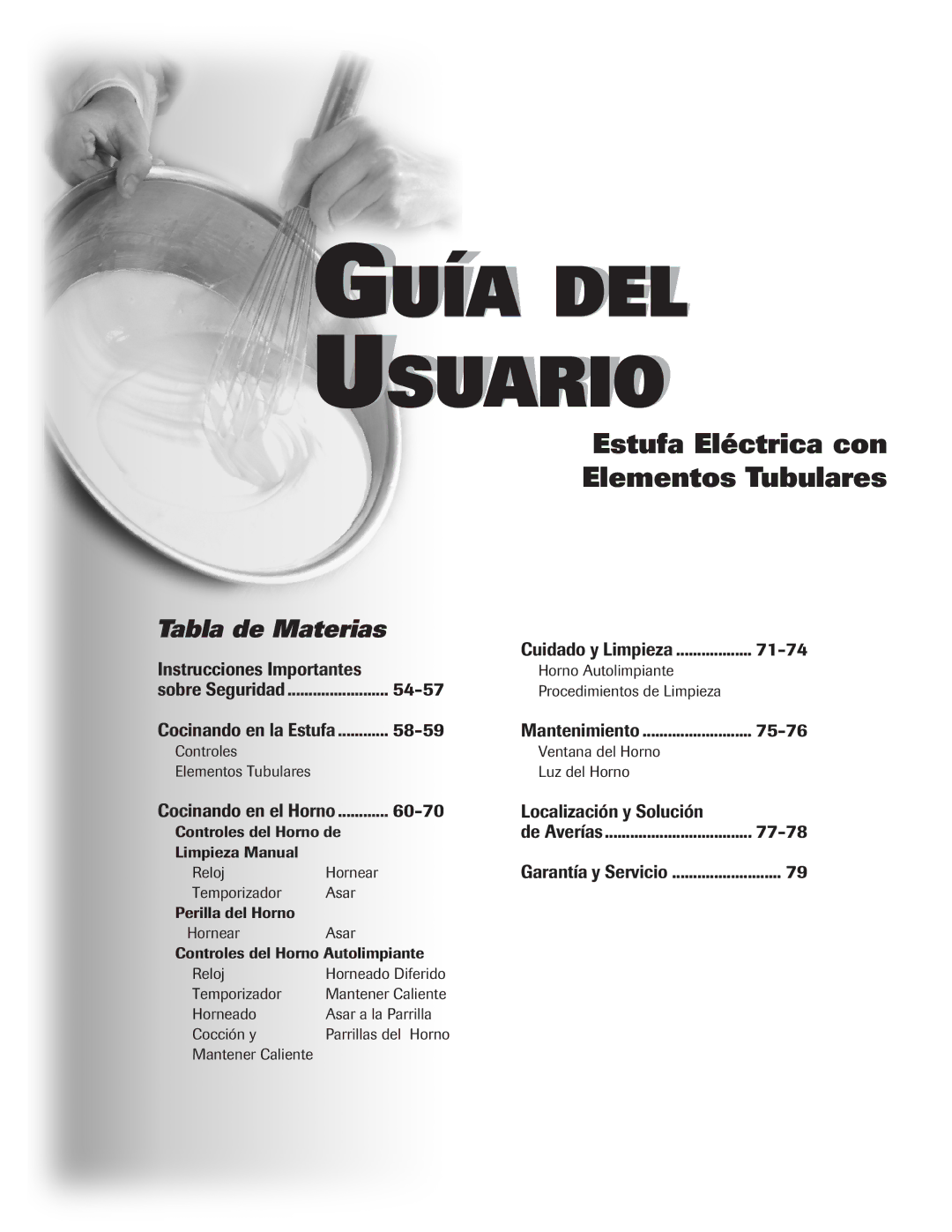 Maytag Oven warranty Instrucciones Importantes, 71-74, 54-57, 58-59, 75-76, Localización y Solución, 77-78 