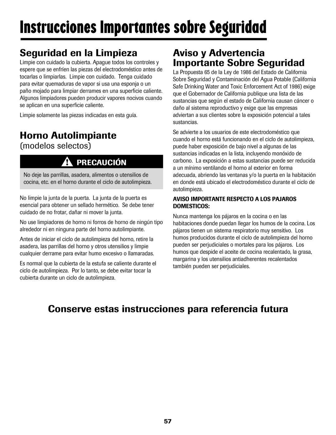 Maytag Oven warranty Seguridad en la Limpieza, Horno Autolimpiante, Aviso y Advertencia Importante Sobre Seguridad 