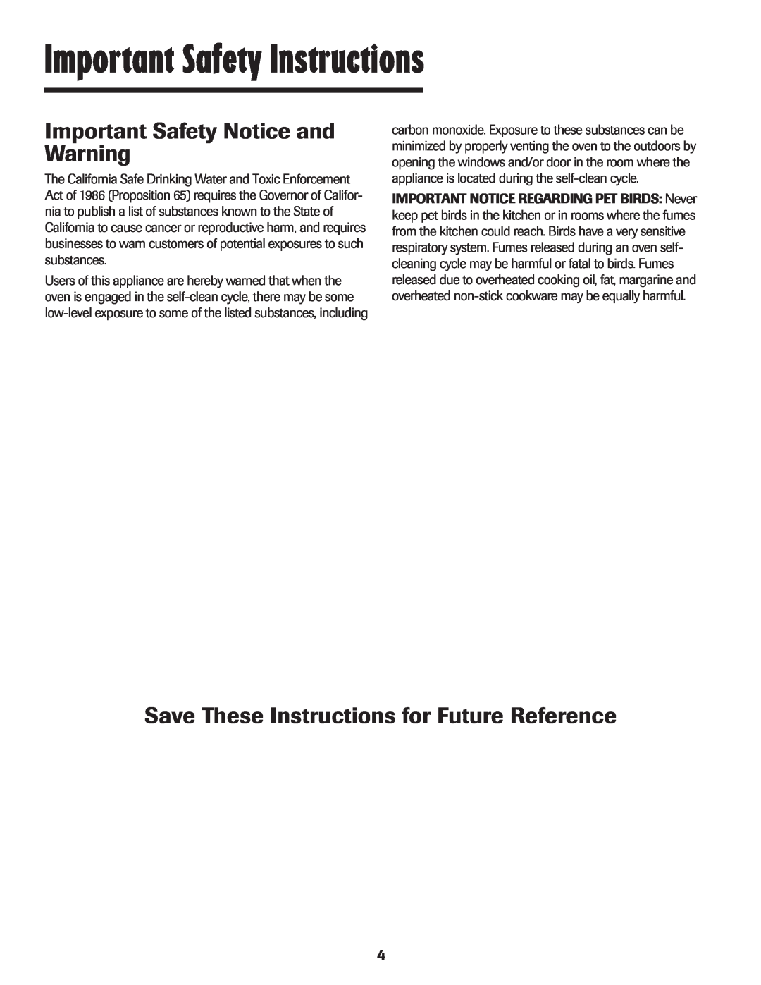 Maytag Oven warranty Important Safety Notice and Warning, Save These Instructions for Future Reference 