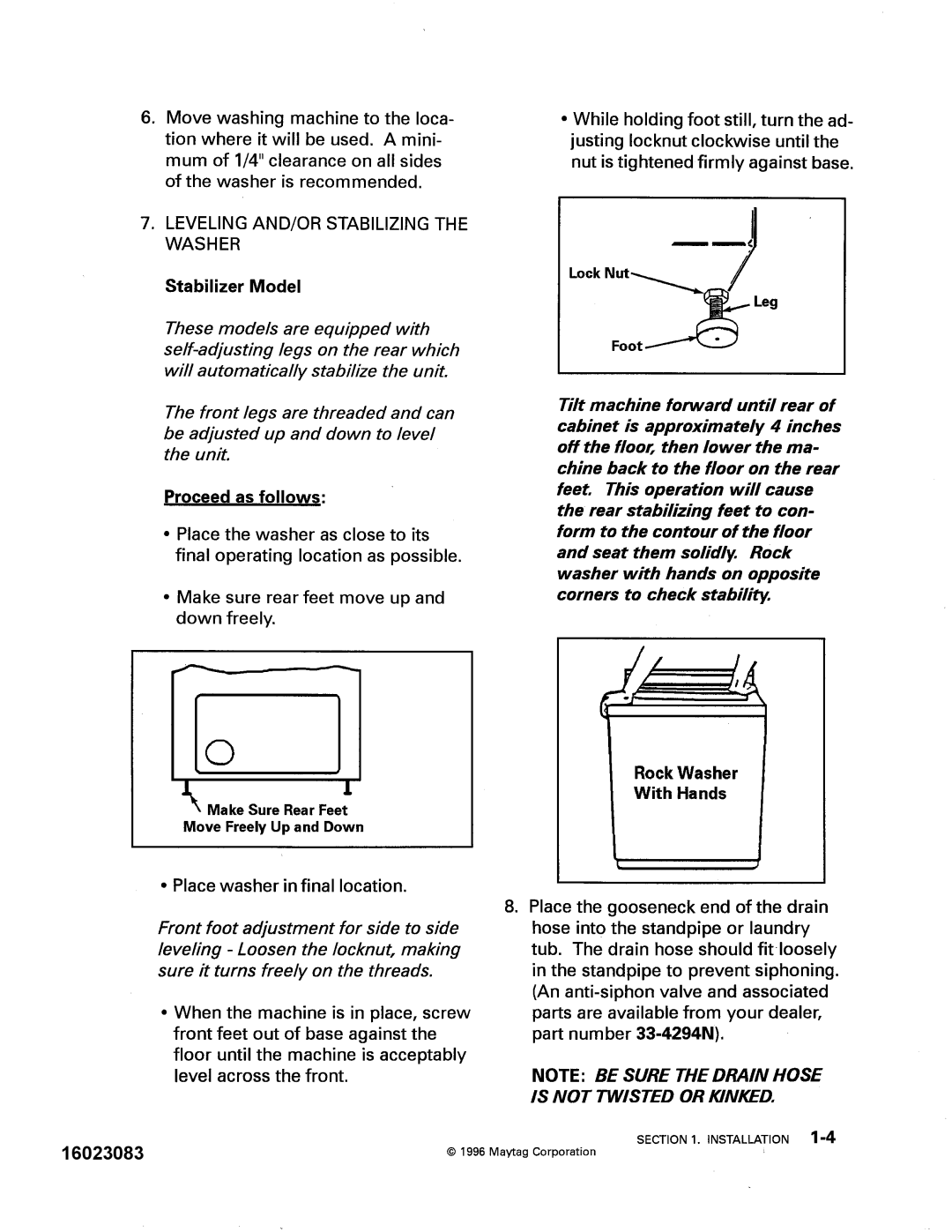 Maytag PAV2000AW*, PAV1000AW* manual 16023083 