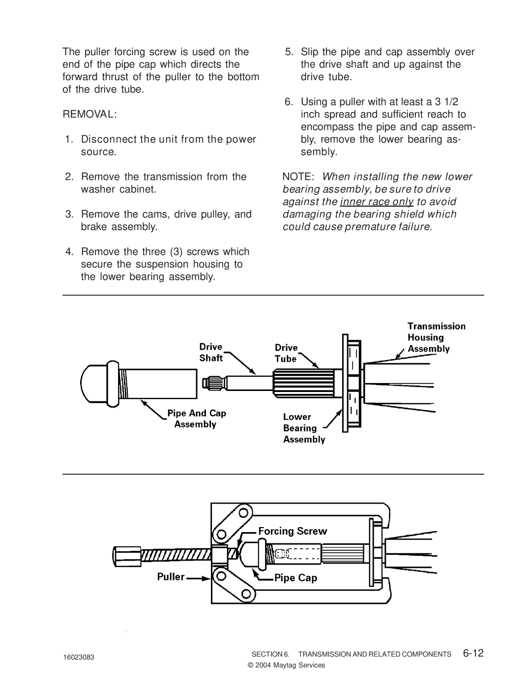 Maytag PAV2000AW*, PAV1000AW* manual Removal 