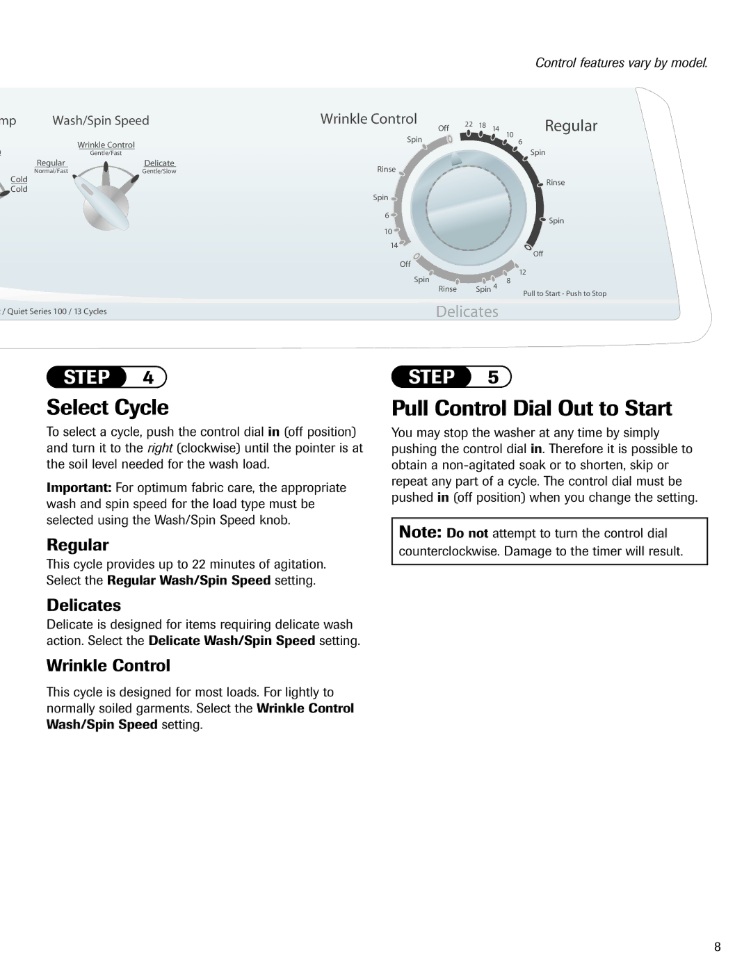 Maytag PAVT-5 important safety instructions Delicates 