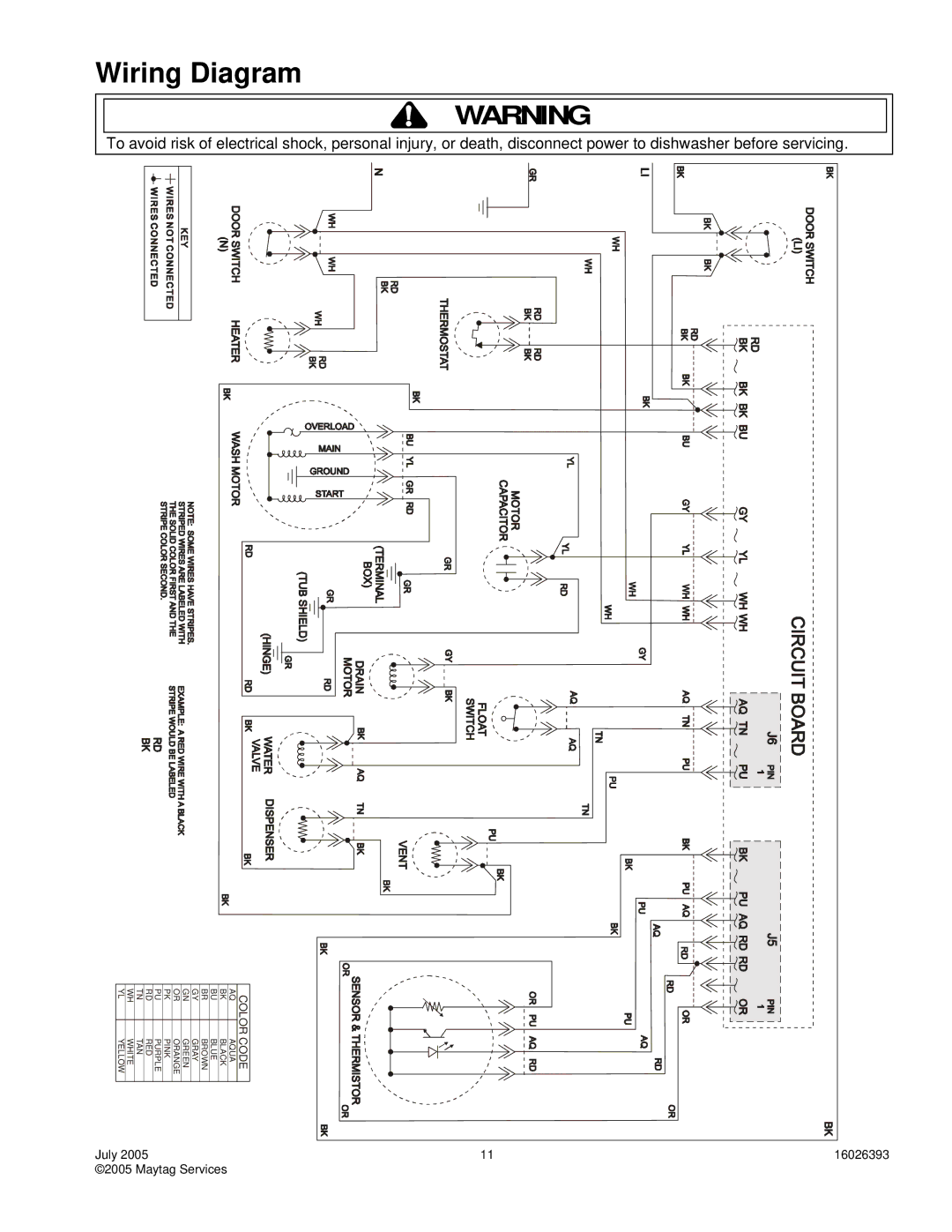 Maytag DDB1501AW, PDBL390AW, MDBH965AW, MDBM601AW, ADB/CDB1500AW, CDU650AW service manual Wiring Diagram 