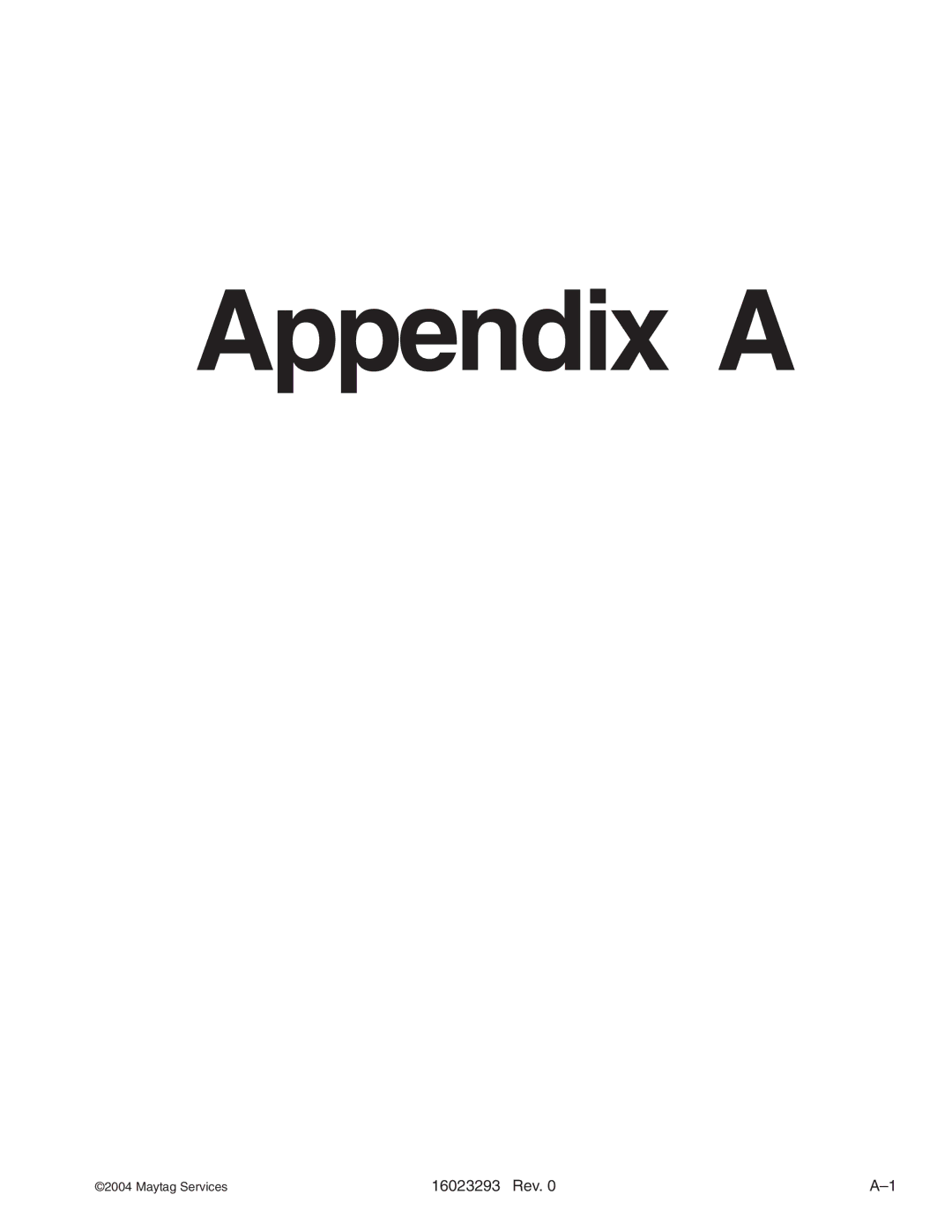 Maytag RFS, RCS10DA manual Appendix a 