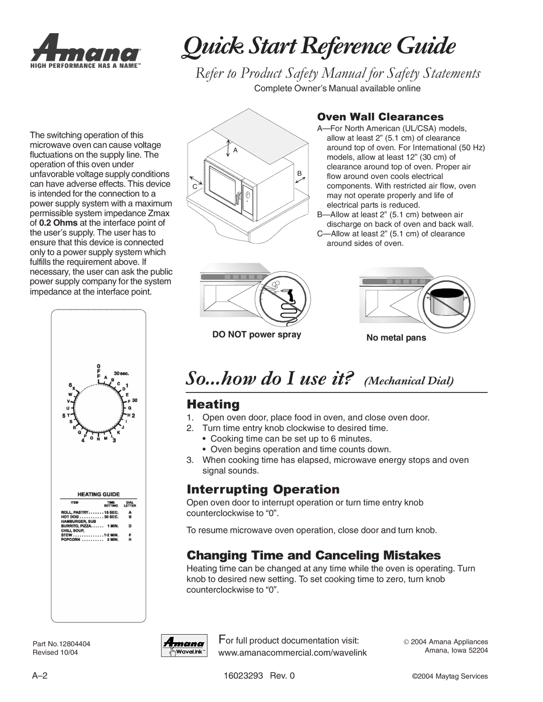 Maytag RCS10DA, RFS manual QuickStartReferenceGuide, Do not power spray 