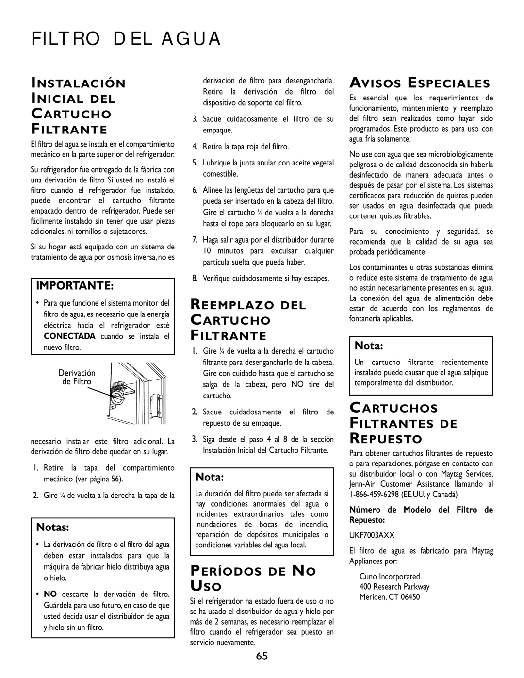 Maytag RJRS4880D, RJRS4881A, RJRS4880B, RJRS4880A, RJRS4880C, RJRS4872B, RJRS4882A, RJRS4872A, RJRS4871A manual Filtro DEL Agua 