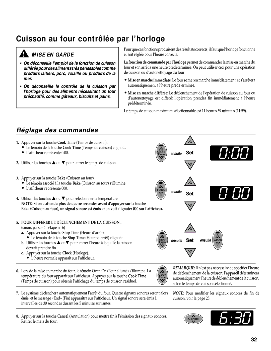 Maytag RS-1 manual Cuisson au four contrôlée par l’horloge, Selon le temps de cuisson sélectionné, Cuisson, voir la 