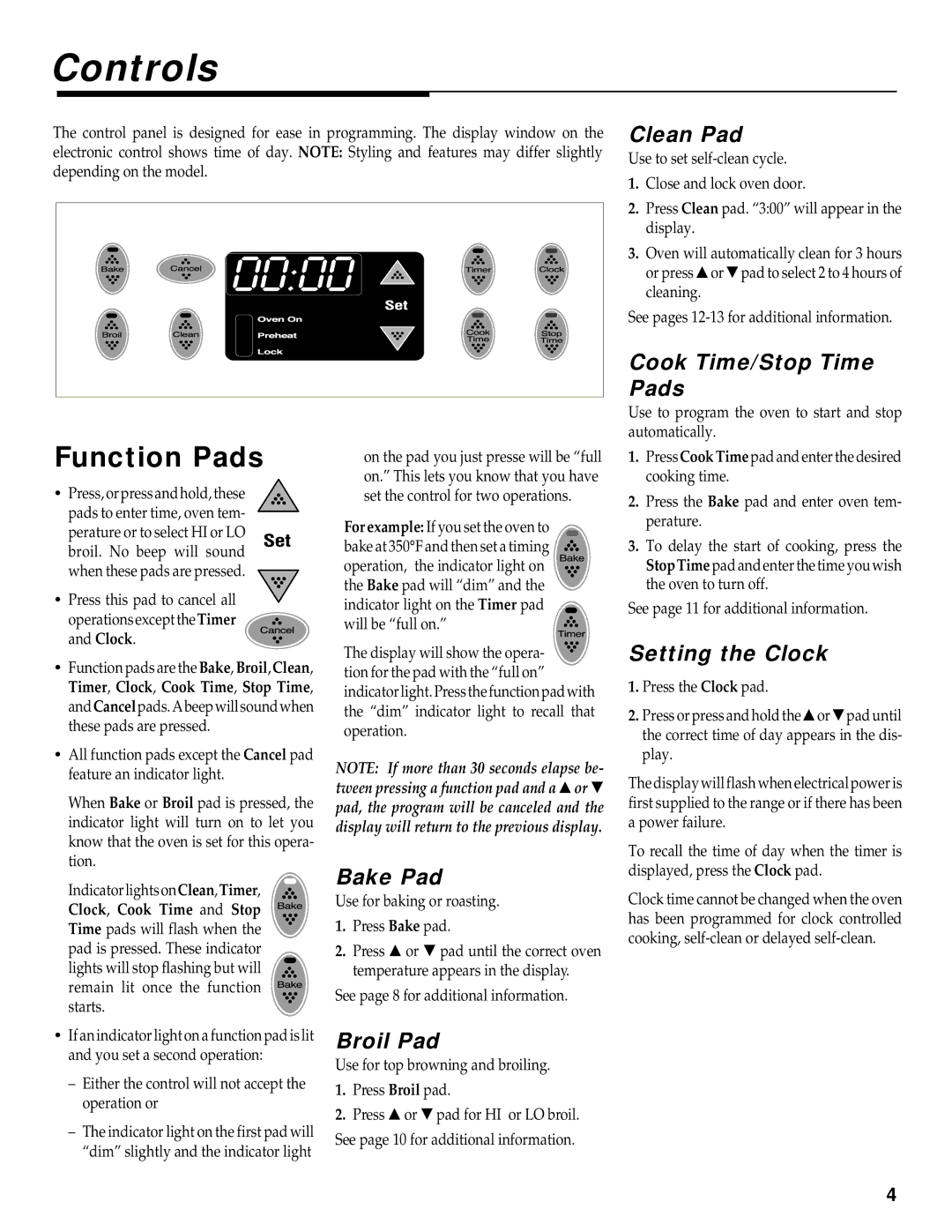 Maytag RS-1 manual Controls, Function Pads 