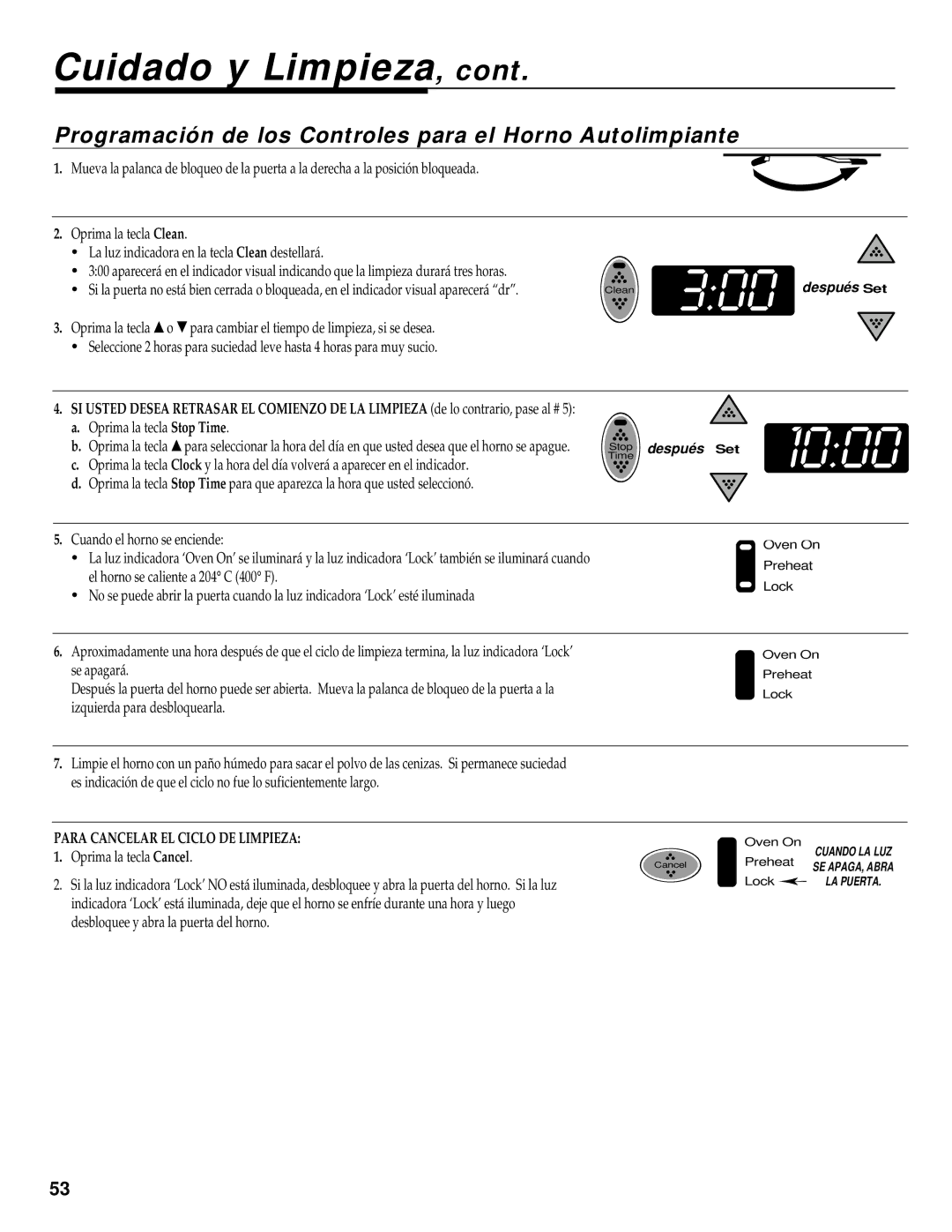 Maytag RS-1 manual Cuidado y Limpieza, Programación de los Controles para el Horno Autolimpiante, Oprima la tecla Stop Time 