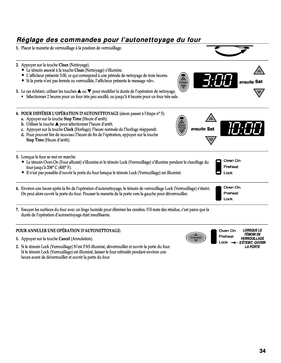 Maytag RS-1 manual Réglage des commandes pour l’autonettoyage du four, Pour Annuler Une Opération D’Autonettoyage 