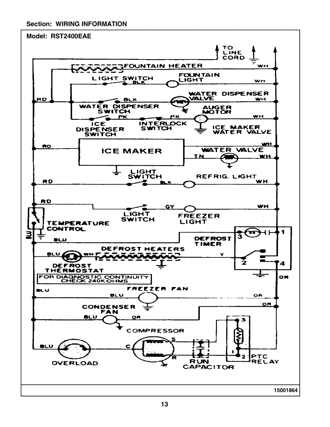 Maytag manual Section Wiring Information Model RST2400EAE 