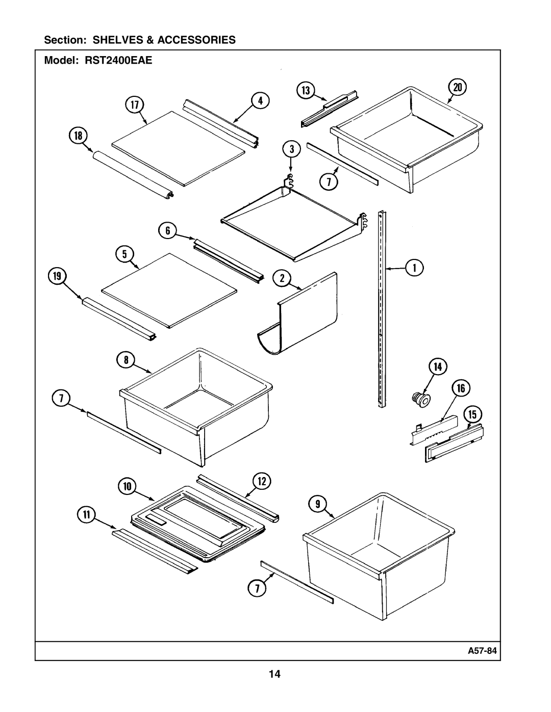 Maytag manual Section Shelves & Accessories Model RST2400EAE 