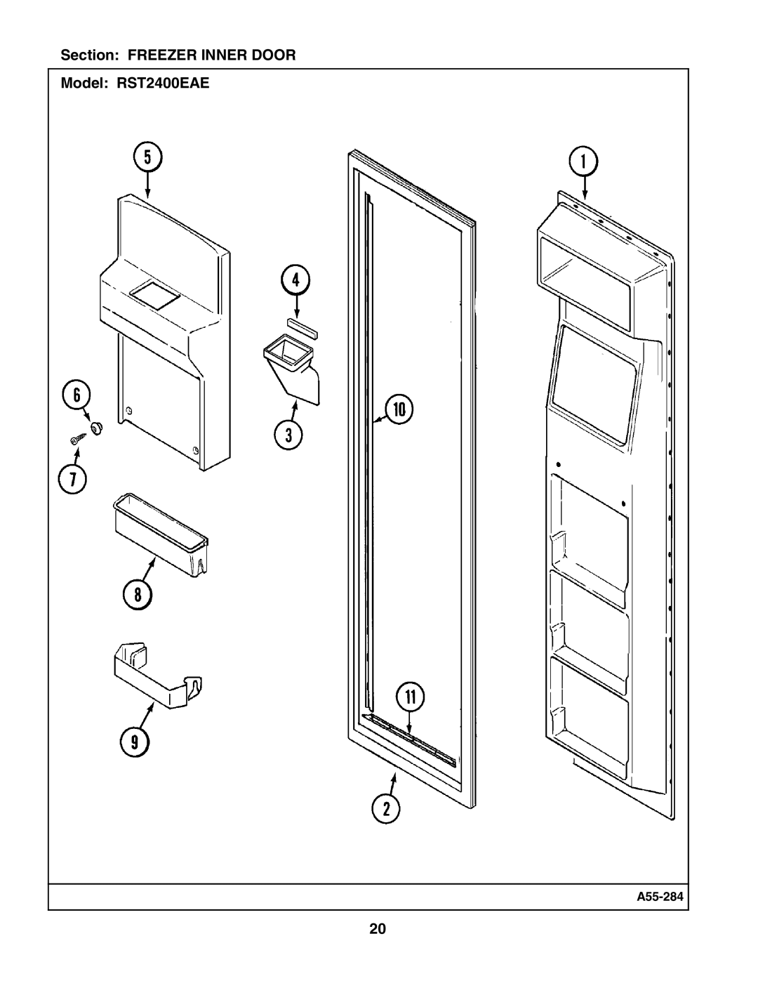 Maytag manual Section Freezer Inner Door Model RST2400EAE 