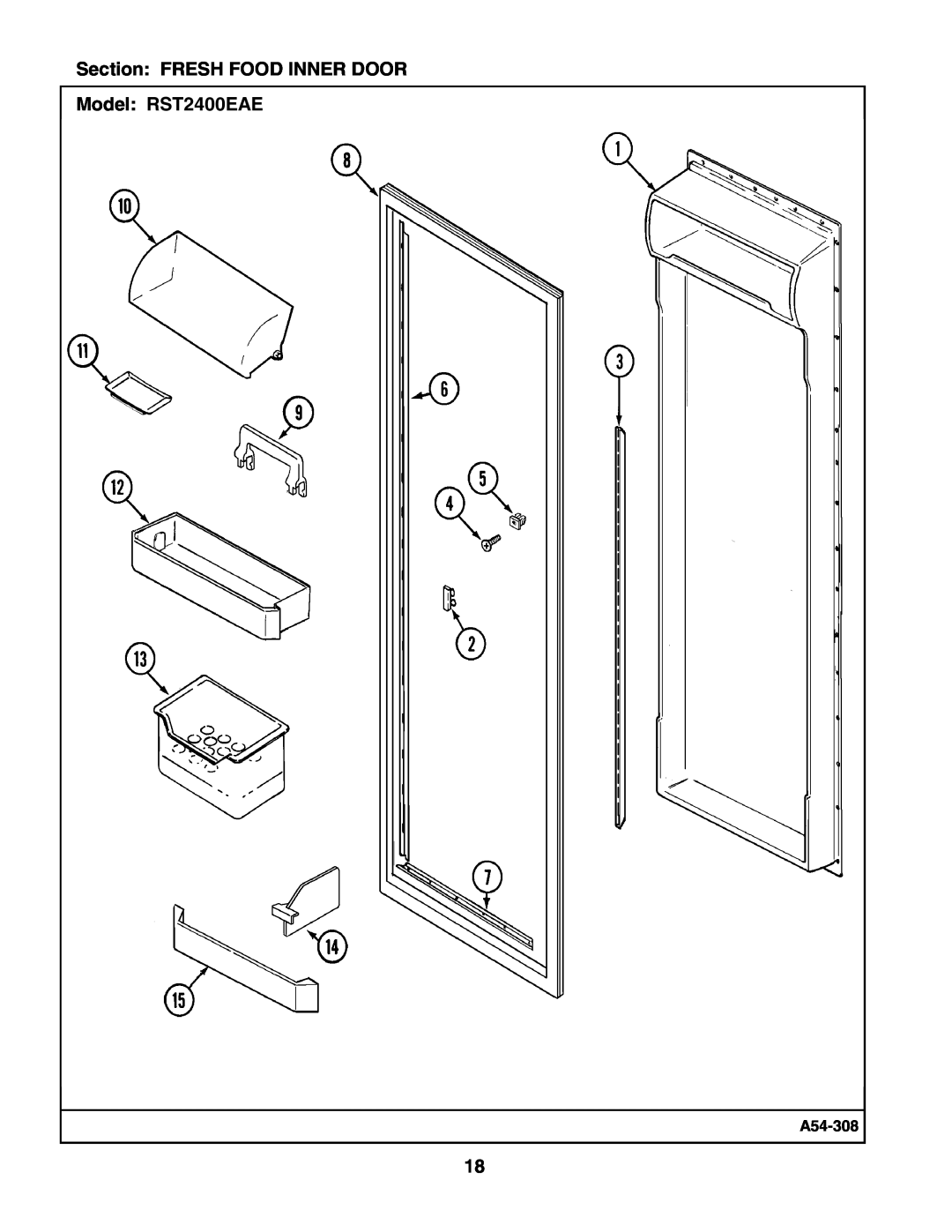 Maytag manual Section: FRESH FOOD INNER DOOR Model: RST2400EAE, A54-308 