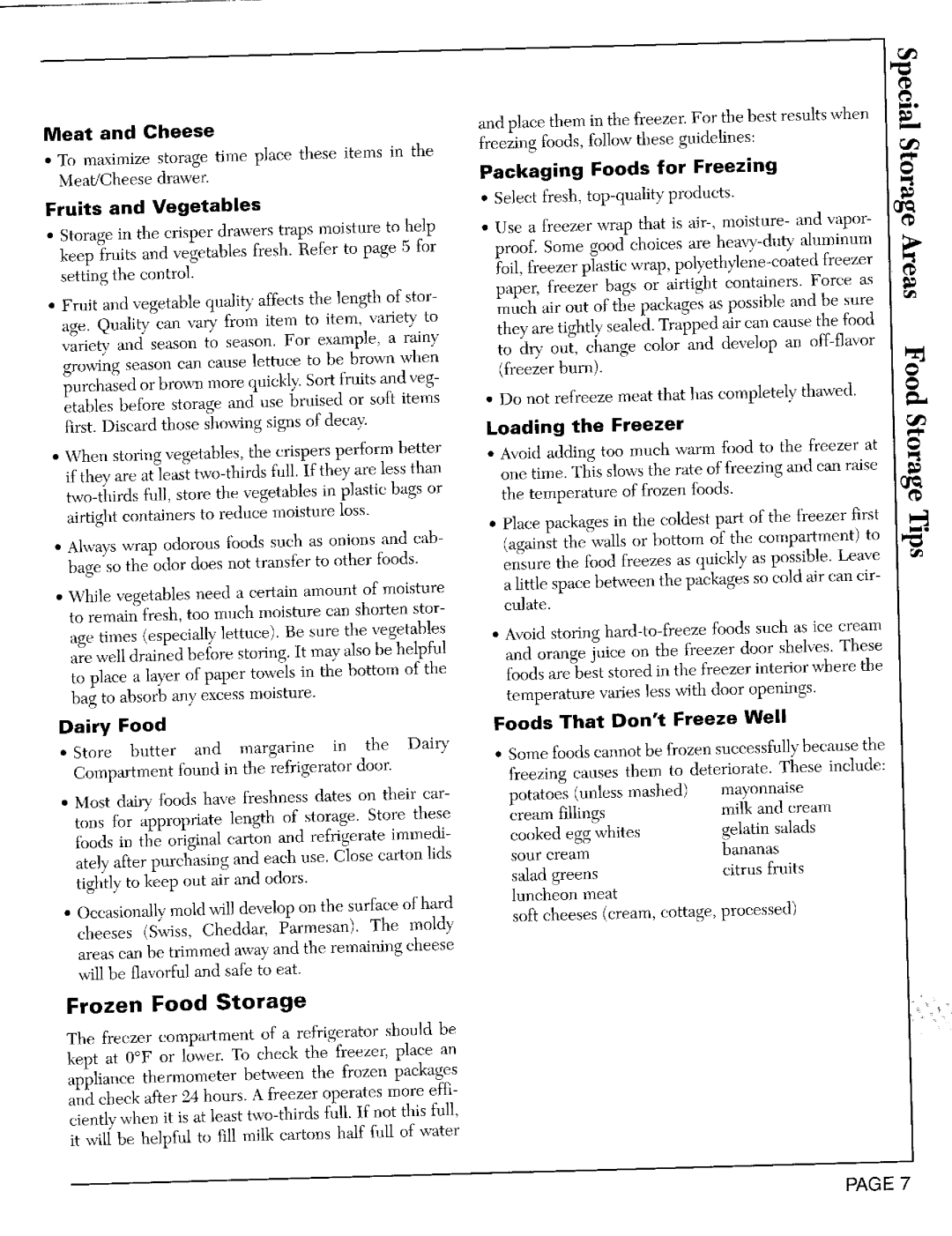 Maytag RSW2700, RSW2400 Meat and Cheese, Fruits and Vegetables, Dairy Food, Packaging Foods for Freezing, Loading Freezer 