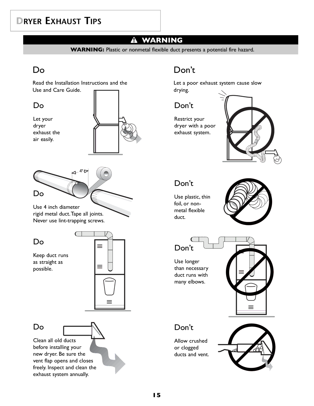 Maytag SL-3 important safety instructions Dryer Exhaust Tips, Let a poor exhaust system cause slow drying 