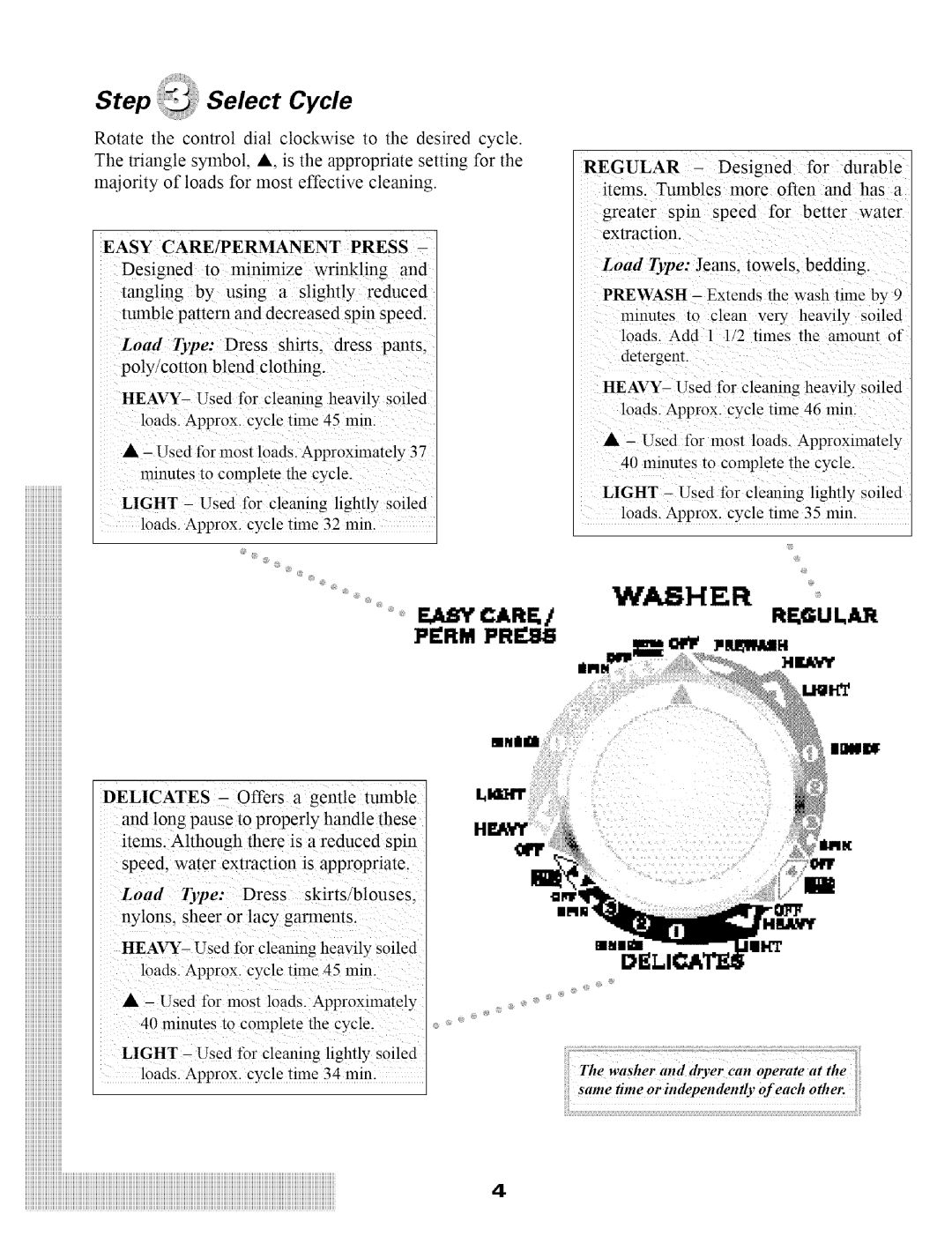 Maytag SL-3 warranty Step Select Cycle, Irmprei 