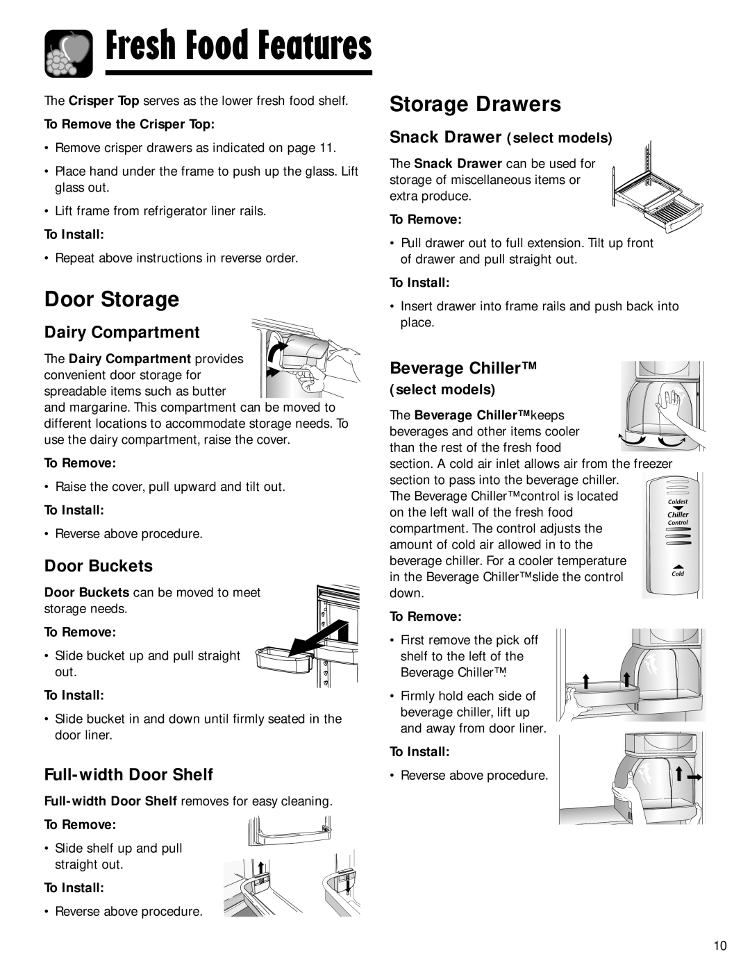 Maytag G32026PExx, SOV026TB important safety instructions Door Storage, Storage Drawers 