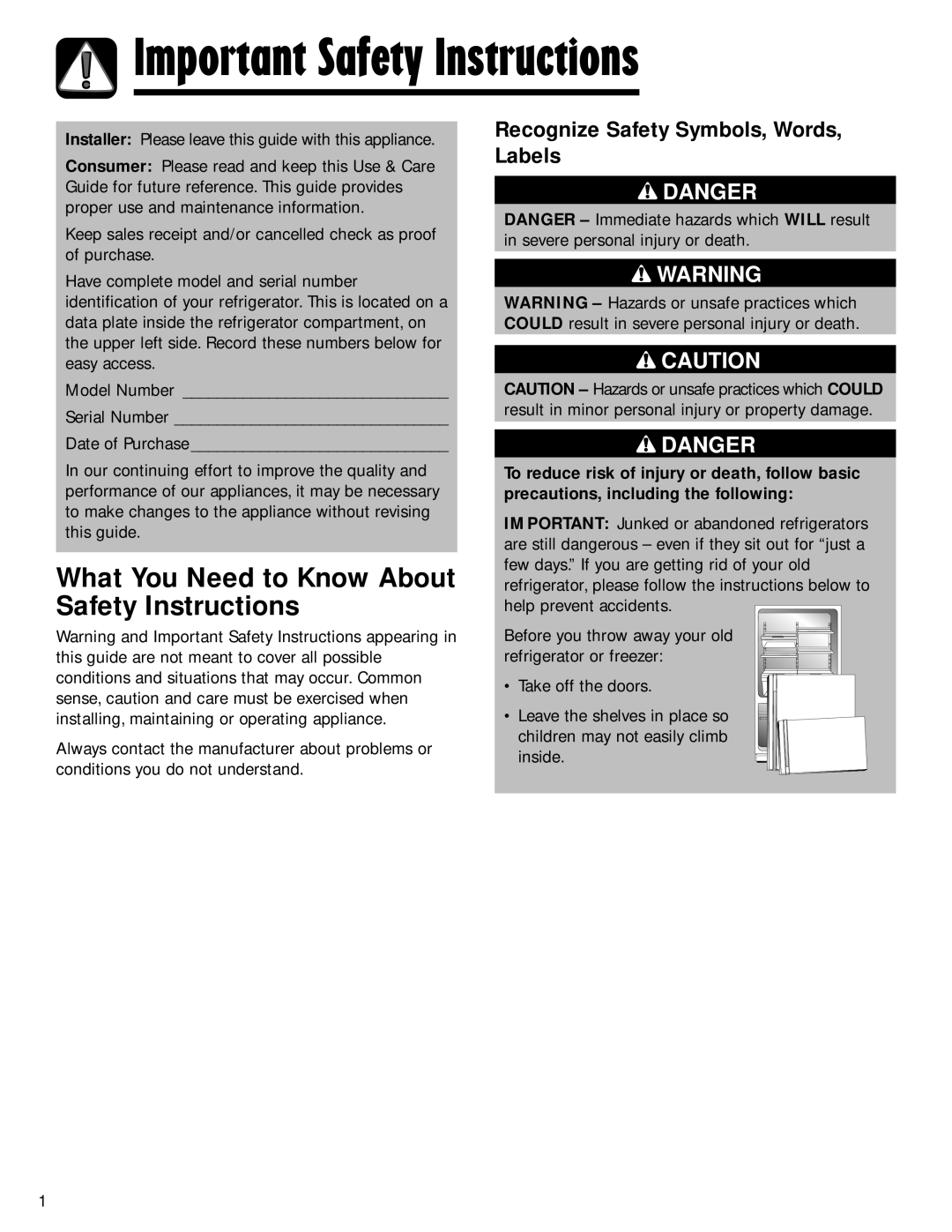 Maytag SOV026TB, G32026PExx Important Safety Instructions, What You Need to Know About Safety Instructions 