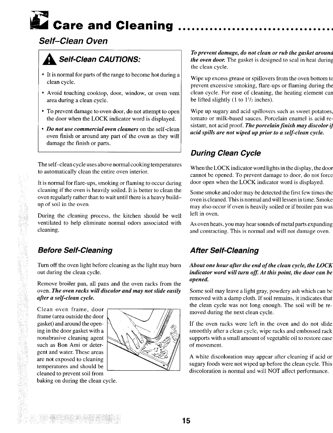 Maytag T1 manual Care and Cleaning, Self-Clean Cautions, During Clean Cycle, Before Self-Cleaning After Self-Cleaning 