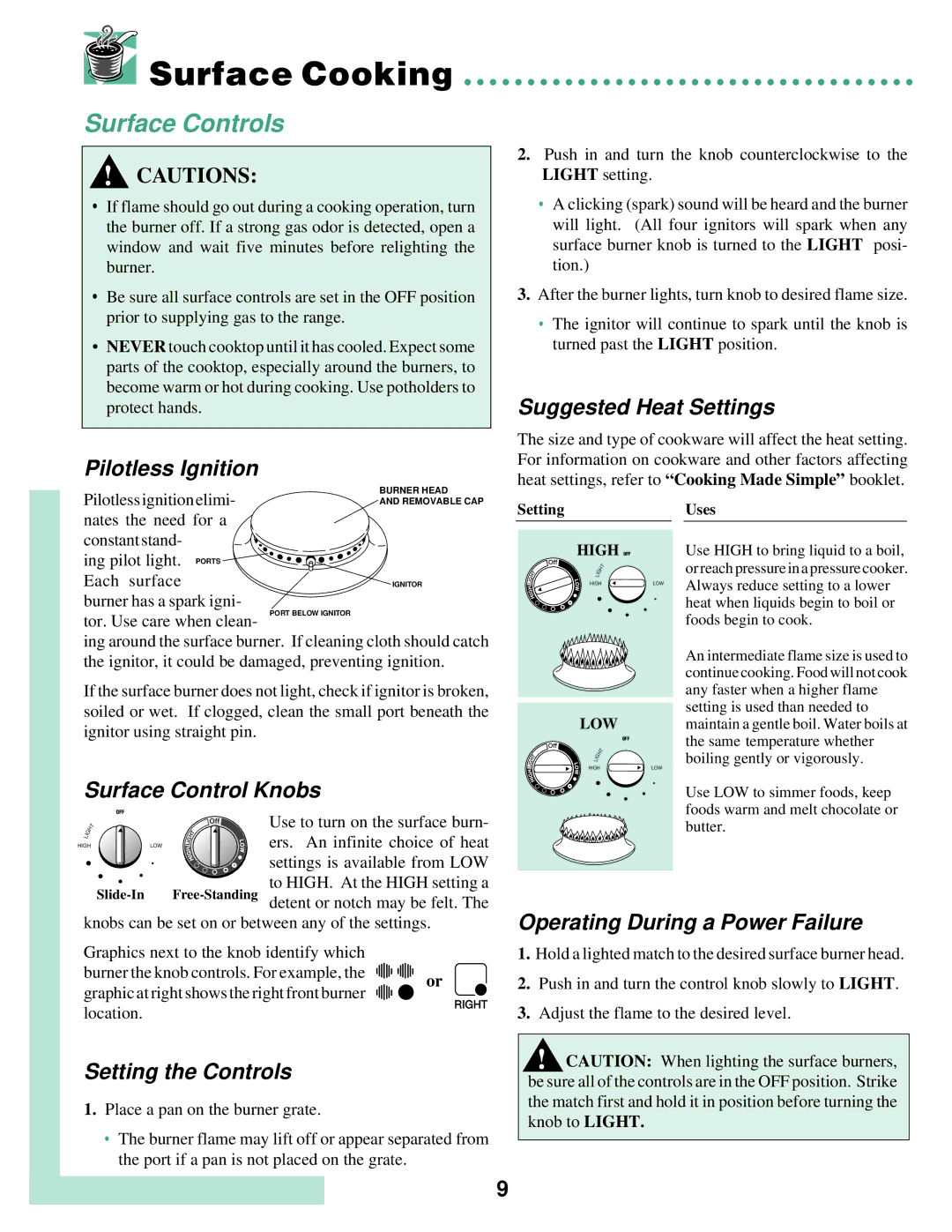 Maytag T2 warranty Surface Cooking, Surface Controls 