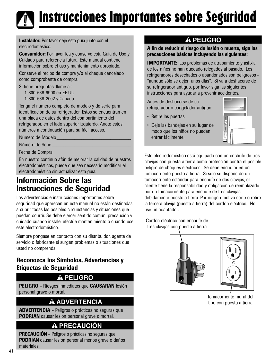 Maytag Top Freezer Refrigerator manual Instrucciones Importantes sobre Seguridad 