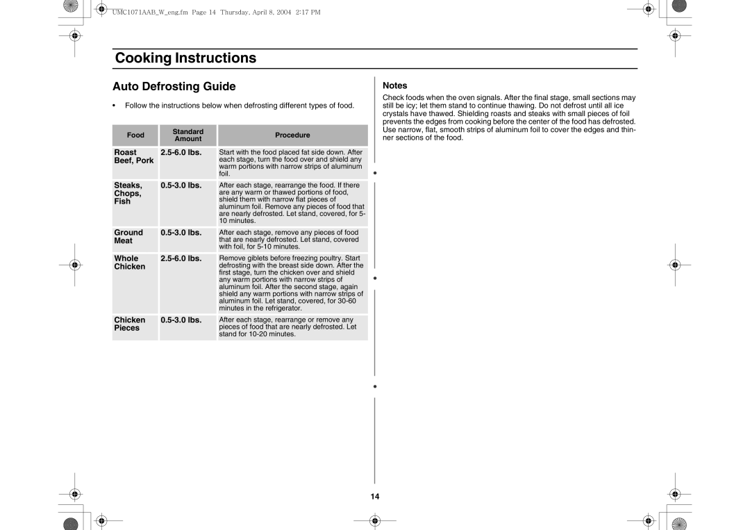 Maytag UMC1071AAB/W owner manual Auto Defrosting Guide 