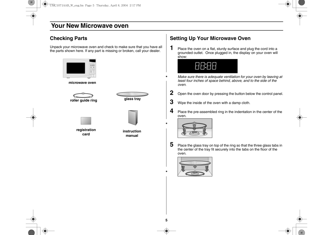 Maytag UMC1071AAB/W owner manual Your New Microwave oven, Checking Parts, Setting Up Your Microwave Oven, Manual 