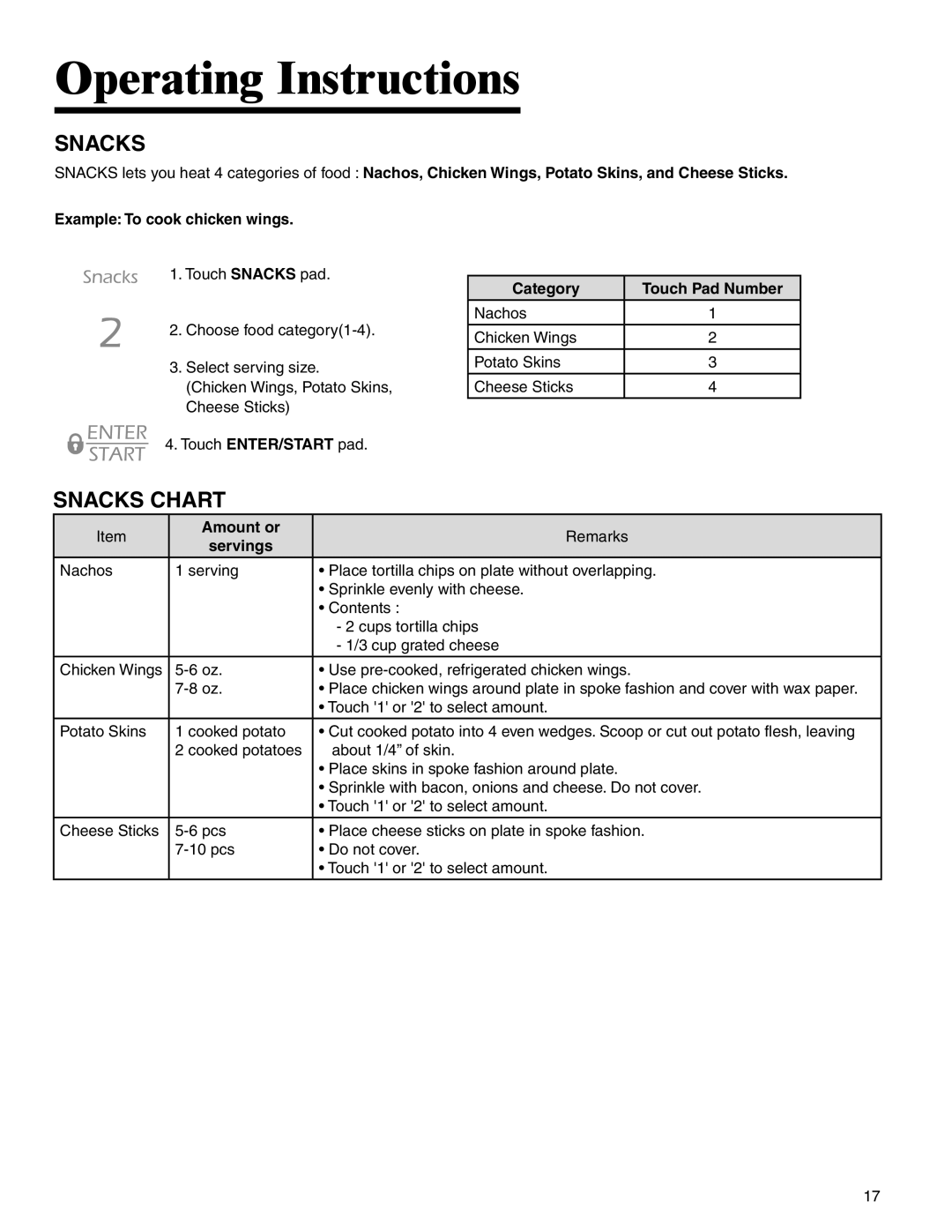 Maytag UMC5200BCB/W/S, UMC5200 BAB/W/S, UMC5200 BCB/W/S, UMC5200BAB/W/S important safety instructions Snacks Chart 