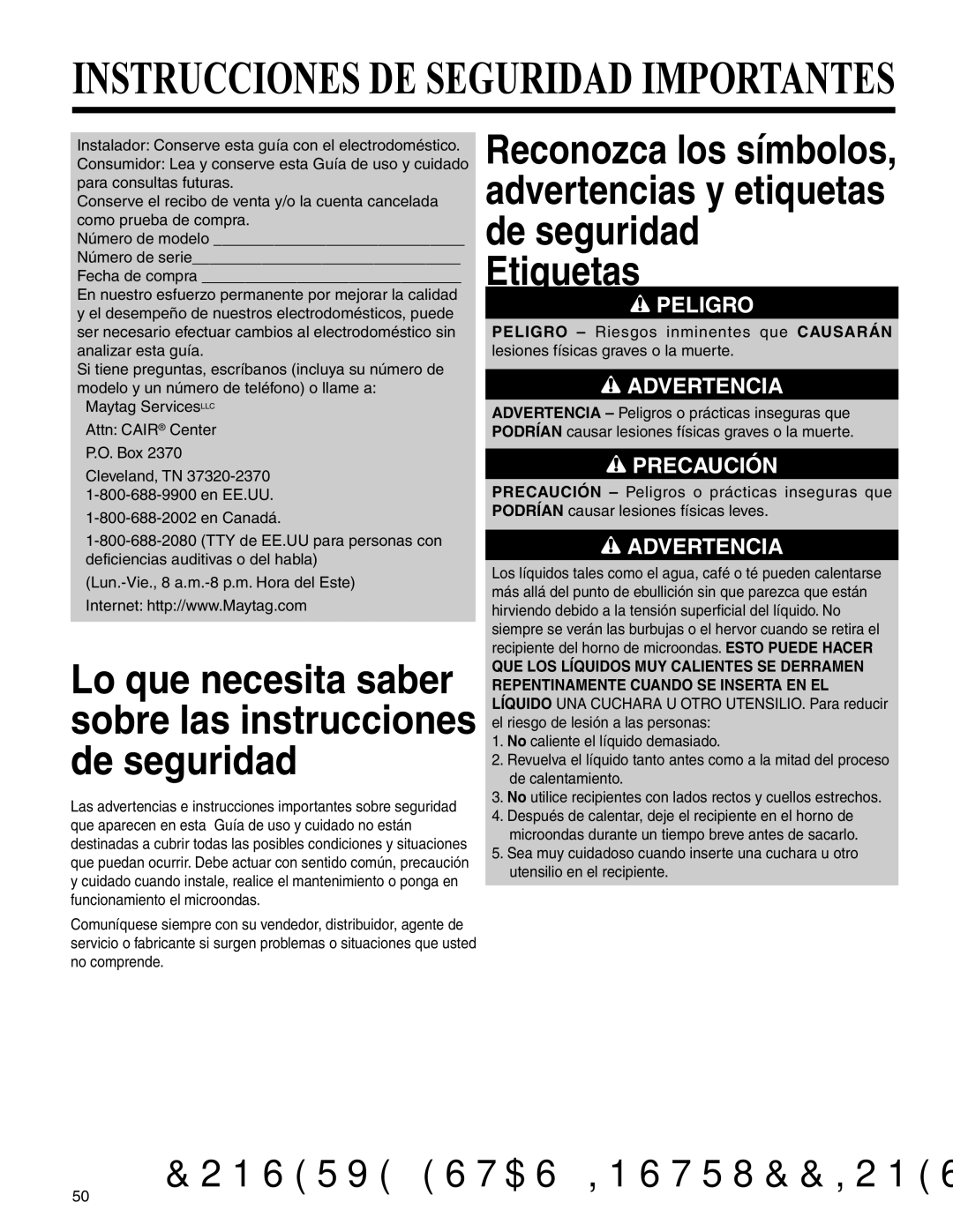 Maytag UMC5200 BCB/W/S, UMC5200 BAB/W/S, UMC5200BCB/W/S, UMC5200BAB/W/S Conserve Estas Instrucciones 