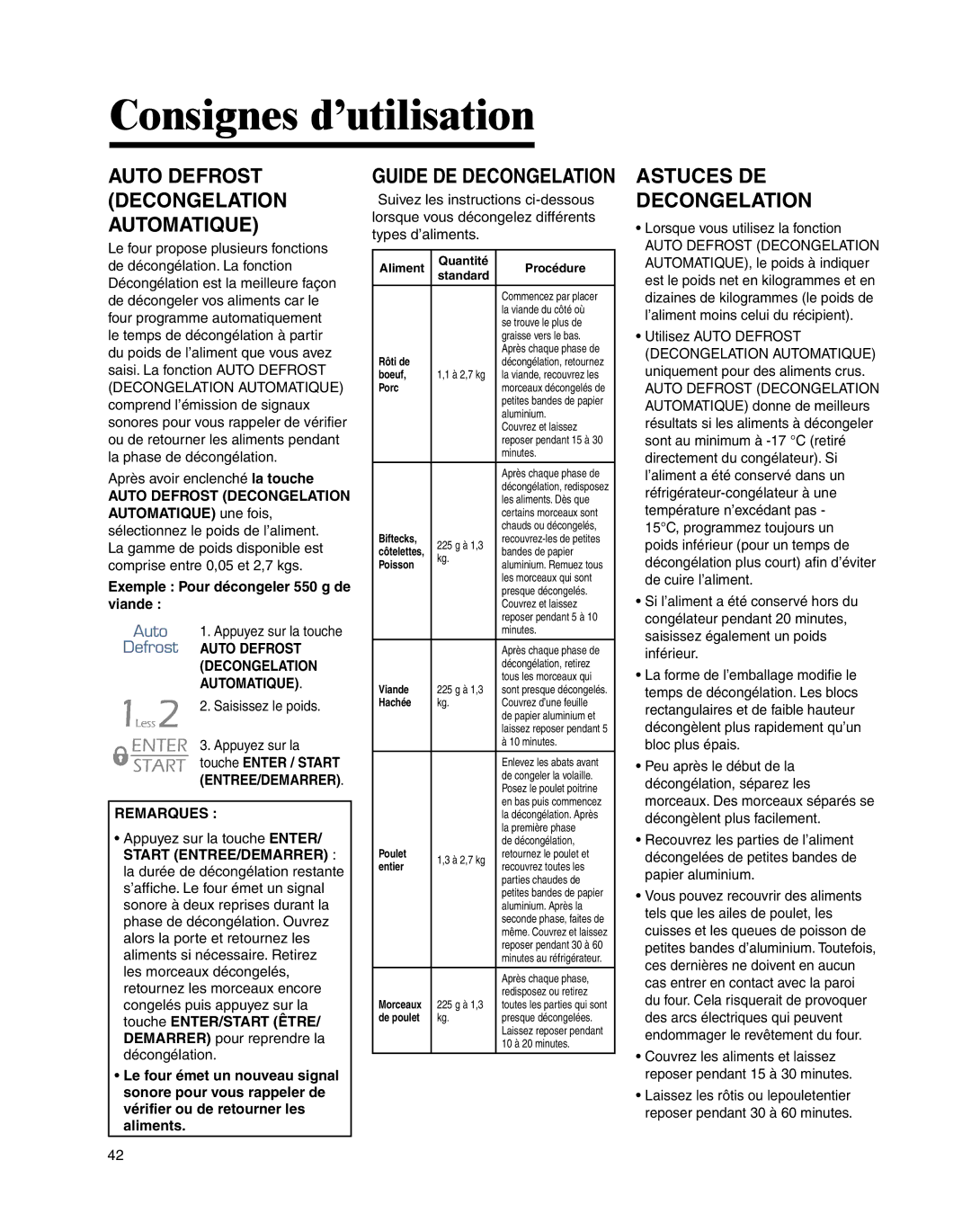 Maytag UMC5200BCS, UMC5200BCW important safety instructions Astuces DE Decongelation, Auto Defrost Decongelation Automatique 