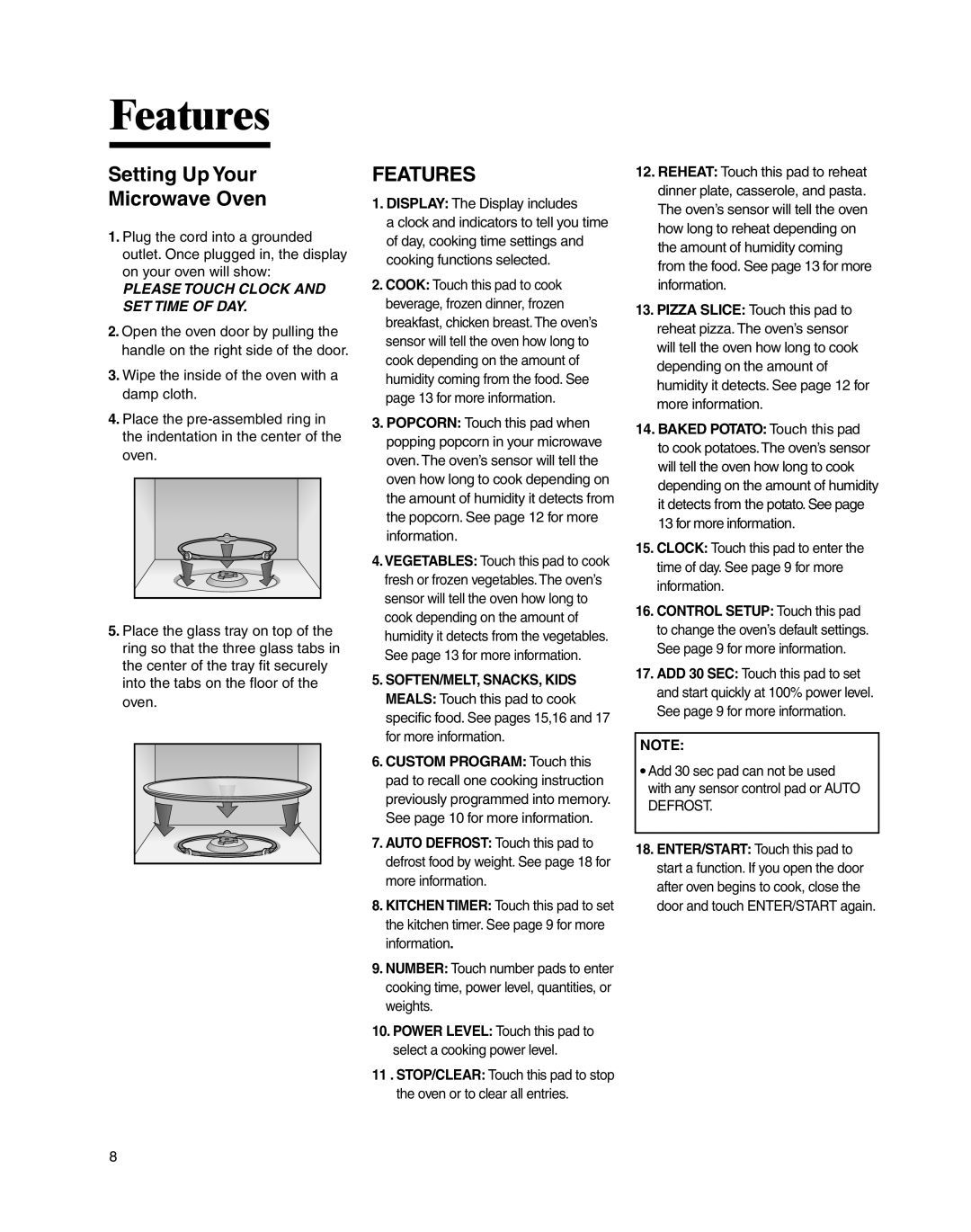 Maytag UMC5200BCS, UMC5200BCW important safety instructions Setting Up Your Microwave Oven, Features 