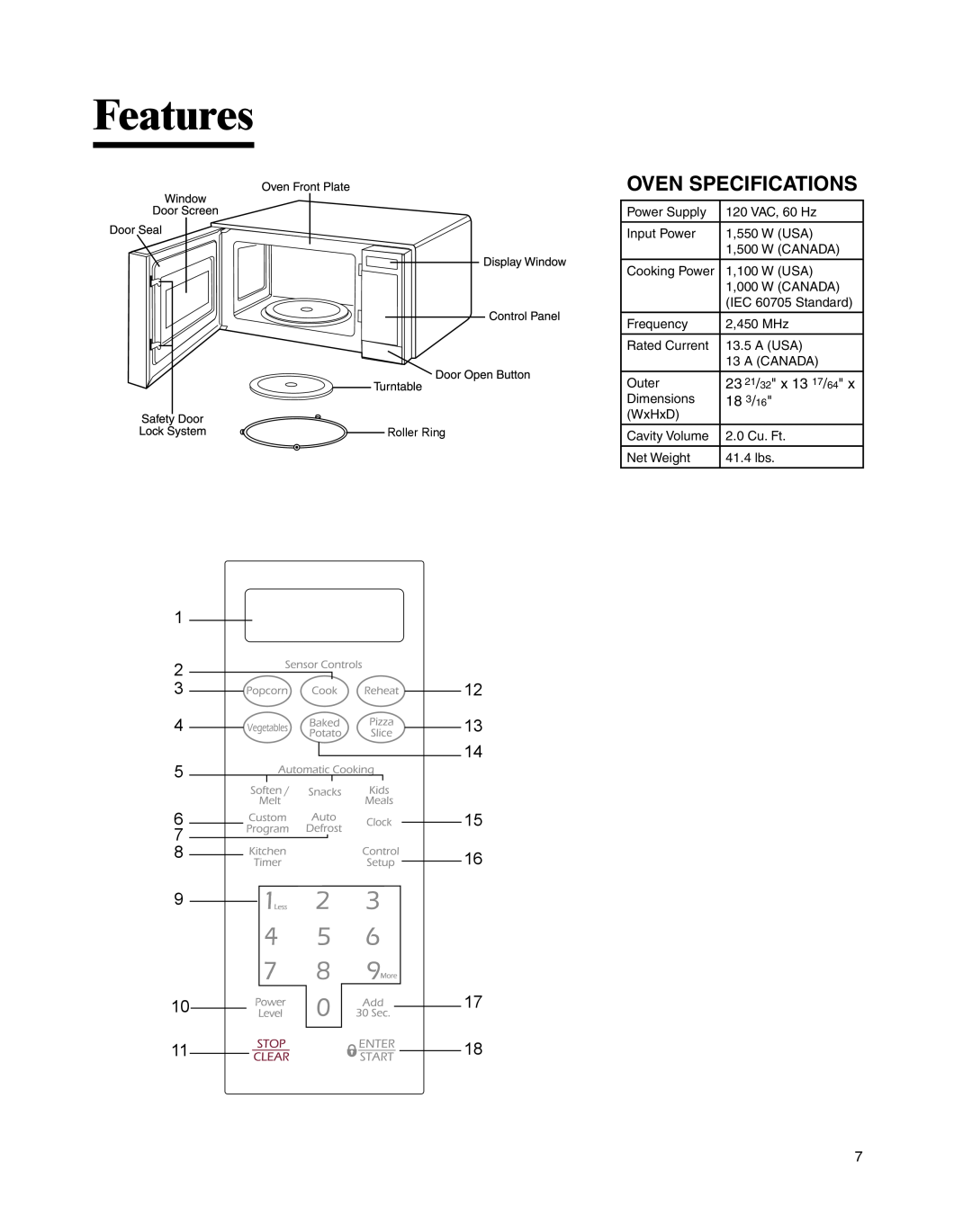 Maytag UMC5200BCW, UMC5200BCS important safety instructions Features, Oven Specifications 