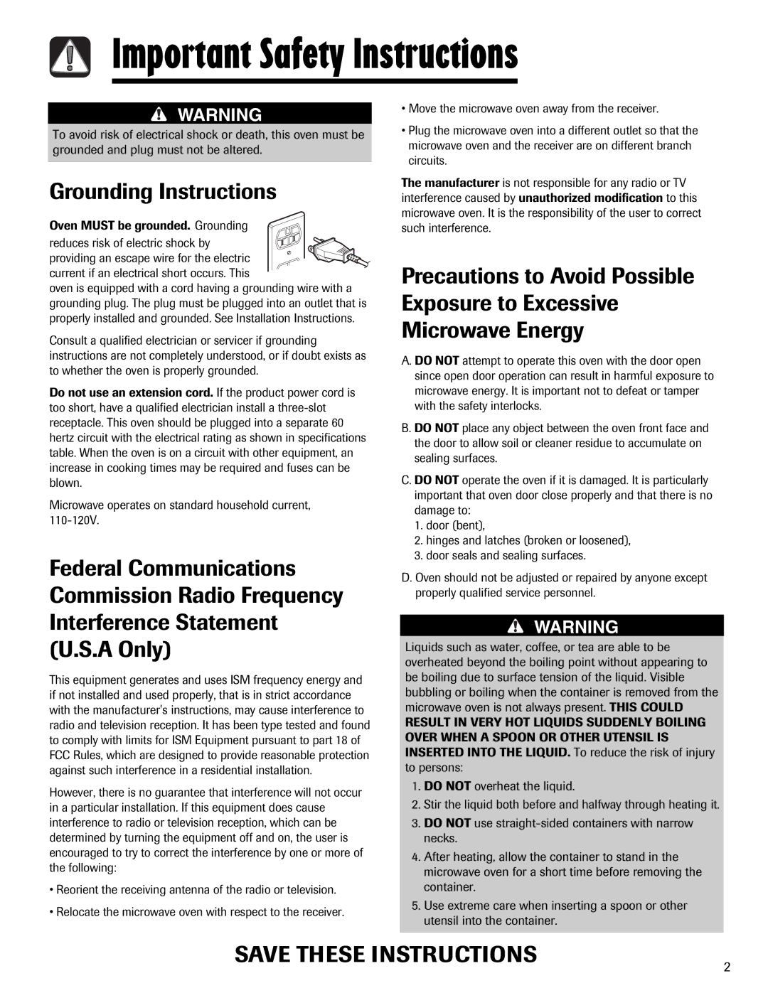 Maytag UMV1152BA important safety instructions Grounding Instructions 