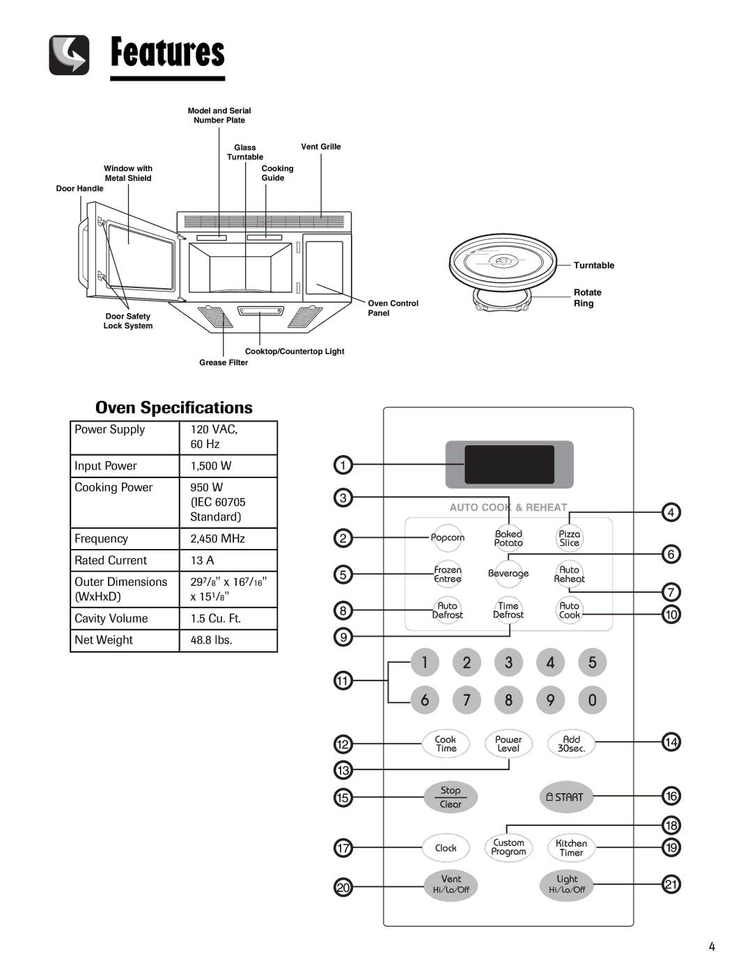 Maytag UMV1152BA important safety instructions Features, Oven Specifications 