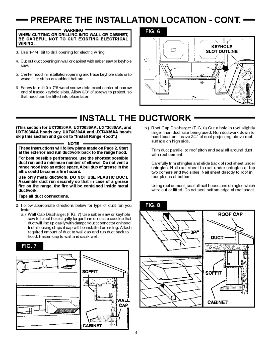 Maytag UXT2036AA, UXT2030AA, UXT4030AA, UXT3030AA, UXT3036AA, UXT4036AA installation instructions Install the Ductwork 