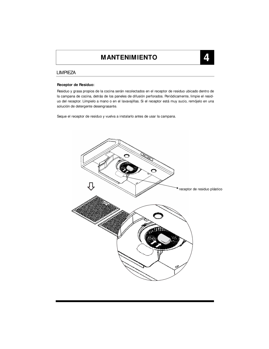 Maytag UXT5230AD, UXT5236AD warranty MANTENIMIENTO4, Receptor de Residuo 