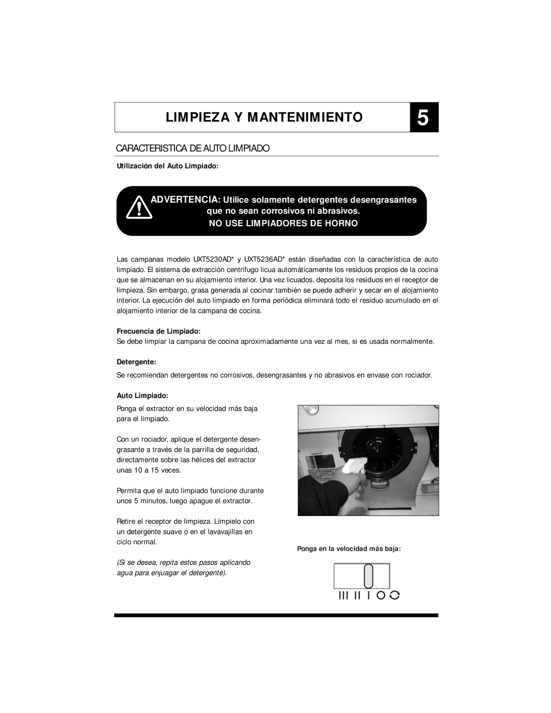 Maytag UXT5236AD, UXT5230AD warranty Limpieza Y Mantenimiento, Caracteristica DE Auto Limpiado 