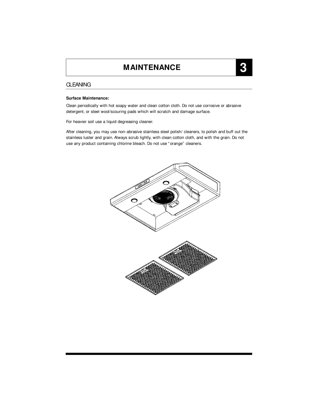 Maytag UXT5236AD, UXT5230AD MAINTENANCE3, Cleaning, Surface Maintenance, For heavier soil use a liquid degreasing cleaner 