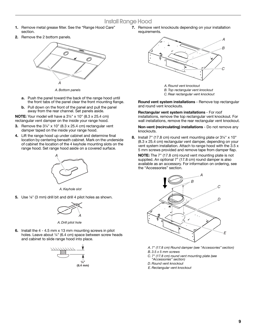 Maytag UXT5230AY, UXT5236AY installation instructions Install Range Hood 