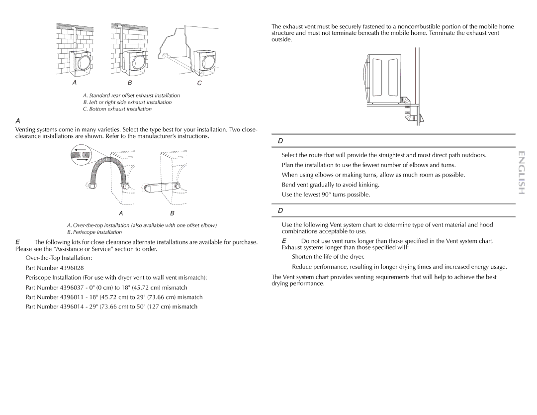 Maytag W10057351A manual Alternate installations for close clearances, Determine vent path 