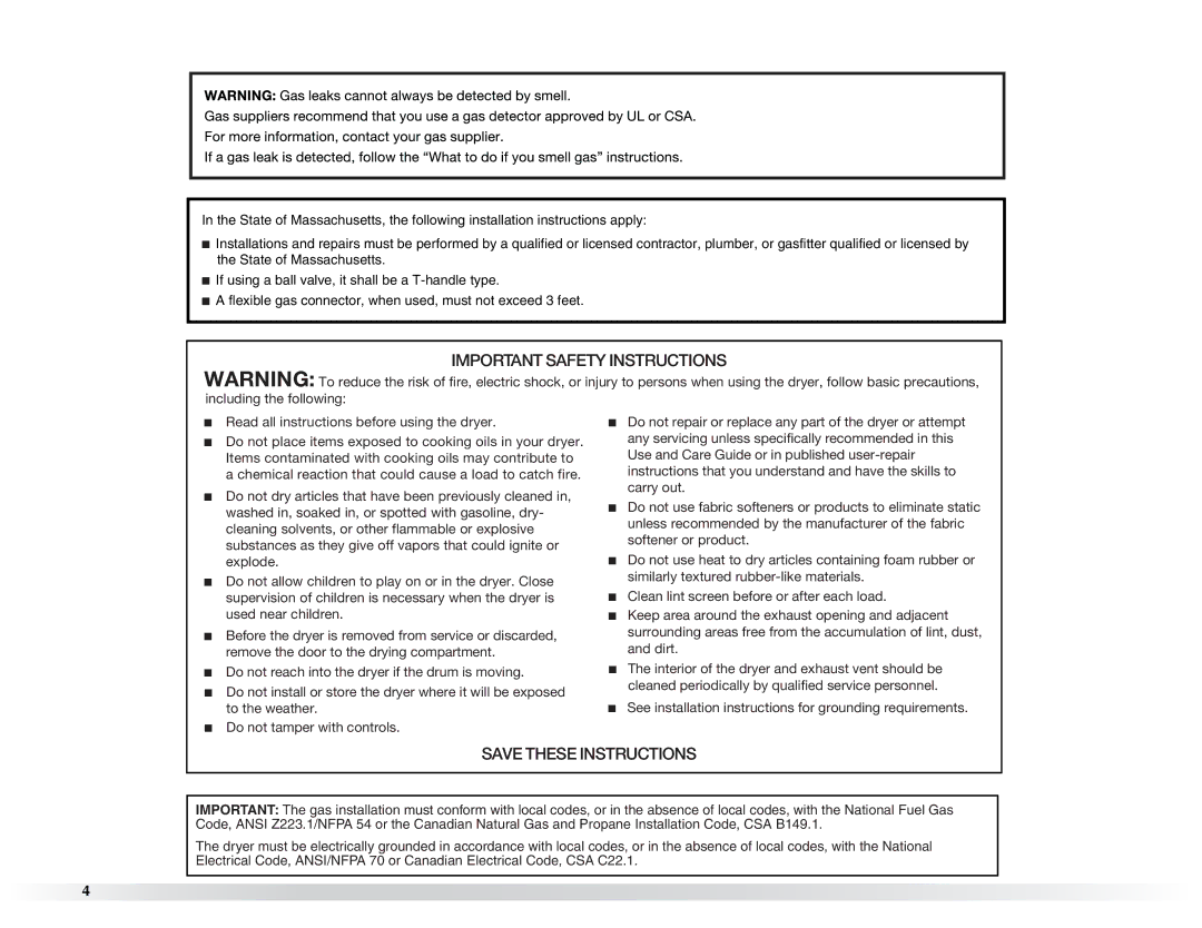 Maytag W10057352A manual Important Safety Instructions 