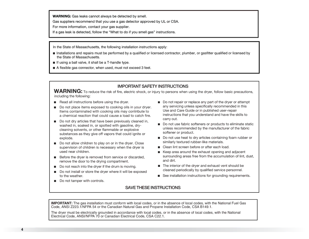 Maytag W10057354A manual Important Safety Instructions 