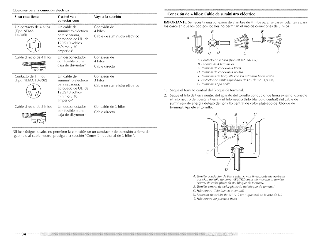 Maytag MED5591TQ0, W10088776A, MED5591TQ1 manual Opciones para la conexi6n, Elctrica 