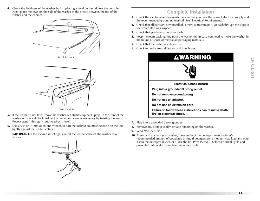 Maytag W10092684A manual Complete Installation 