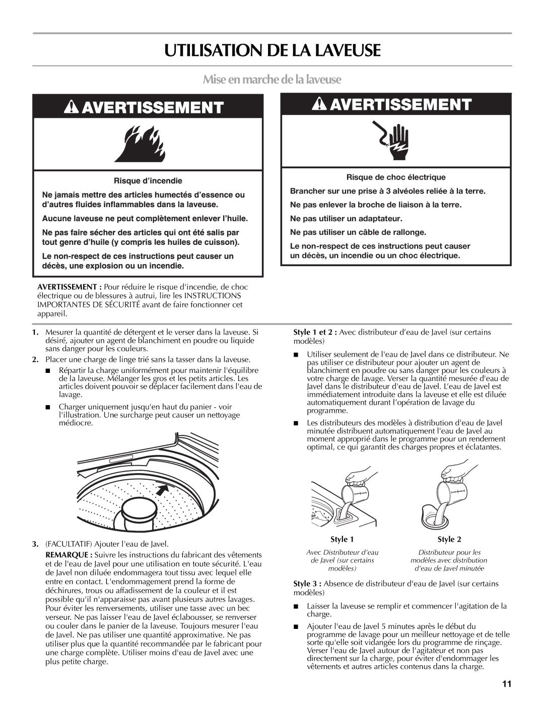 Maytag MVWC400VW, W10092796B, W10092797B warranty Utilisation DE LA Laveuse, Mise en marche de la laveuse 