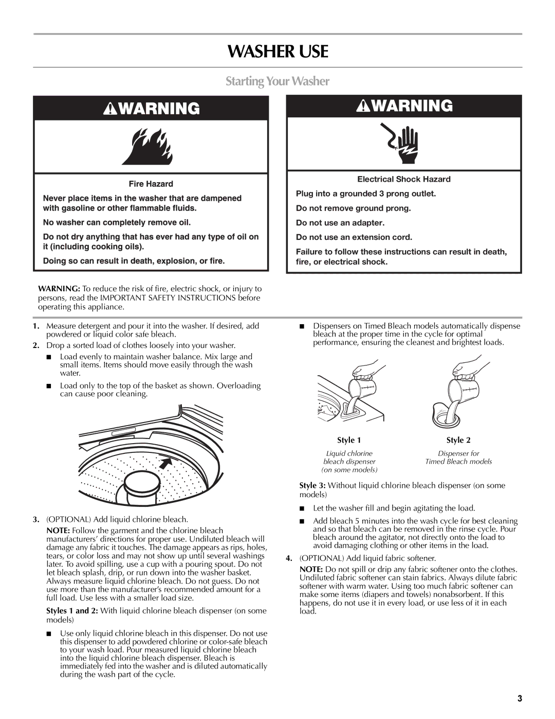 Maytag W10092796B, W10092797B, MVWC400VW warranty Washer USE, Starting Your Washer 